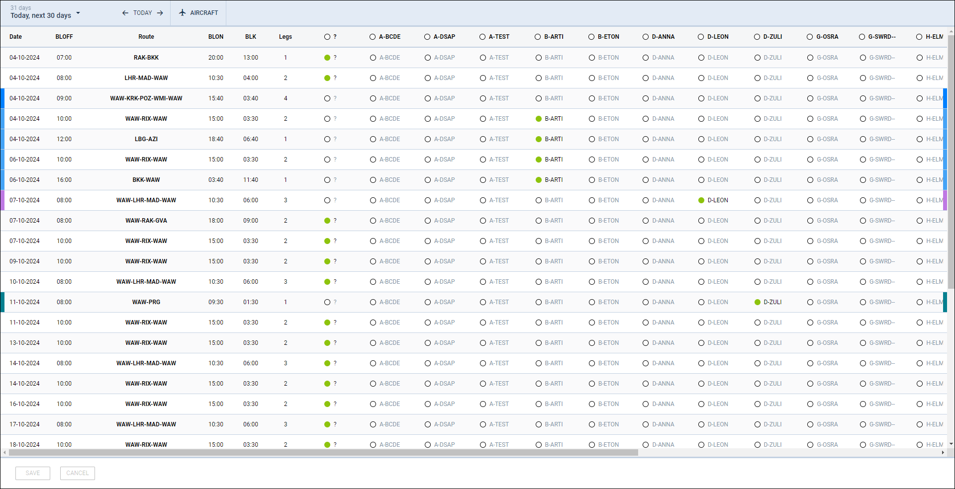 Fleet Planning - tails assignment for scheduled trips