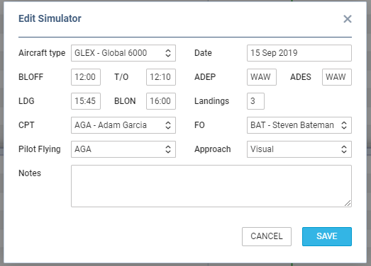Adding SIM duty in Crew Panel