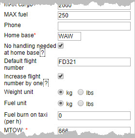 'No handling needed at home base' option in aircraft profile