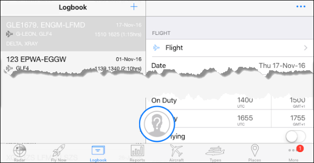 An example of the exported flight to LogTen Pro