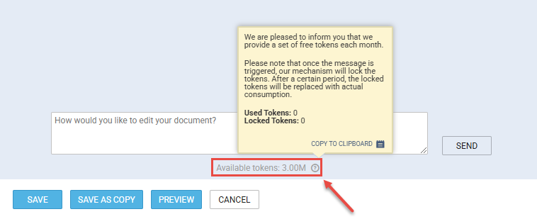 AI Assistant tokens availability