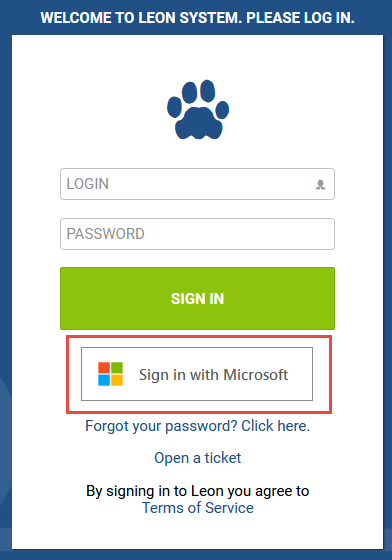 Microsoft SSO in Login page