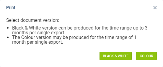 Options in printing Crew Calendar