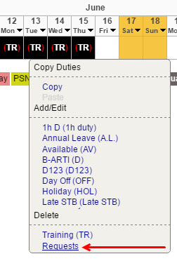 Rejecting crew duty request