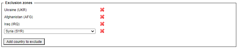 'Exclusion zones'