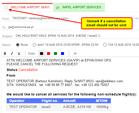 An option of not sending a cancellation email