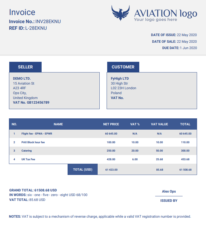 Leon default Invoice pdf template