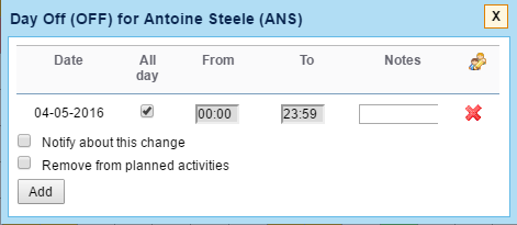 'Remove from planned activities' checkbox