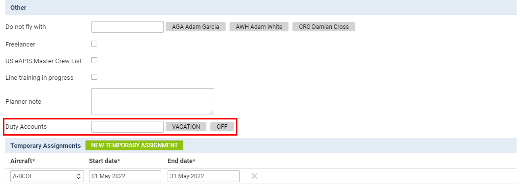 Assigning account to a user