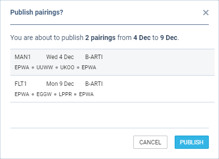 Publishing schedule