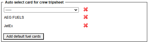 'Auto select card for crew tripsheet' setting