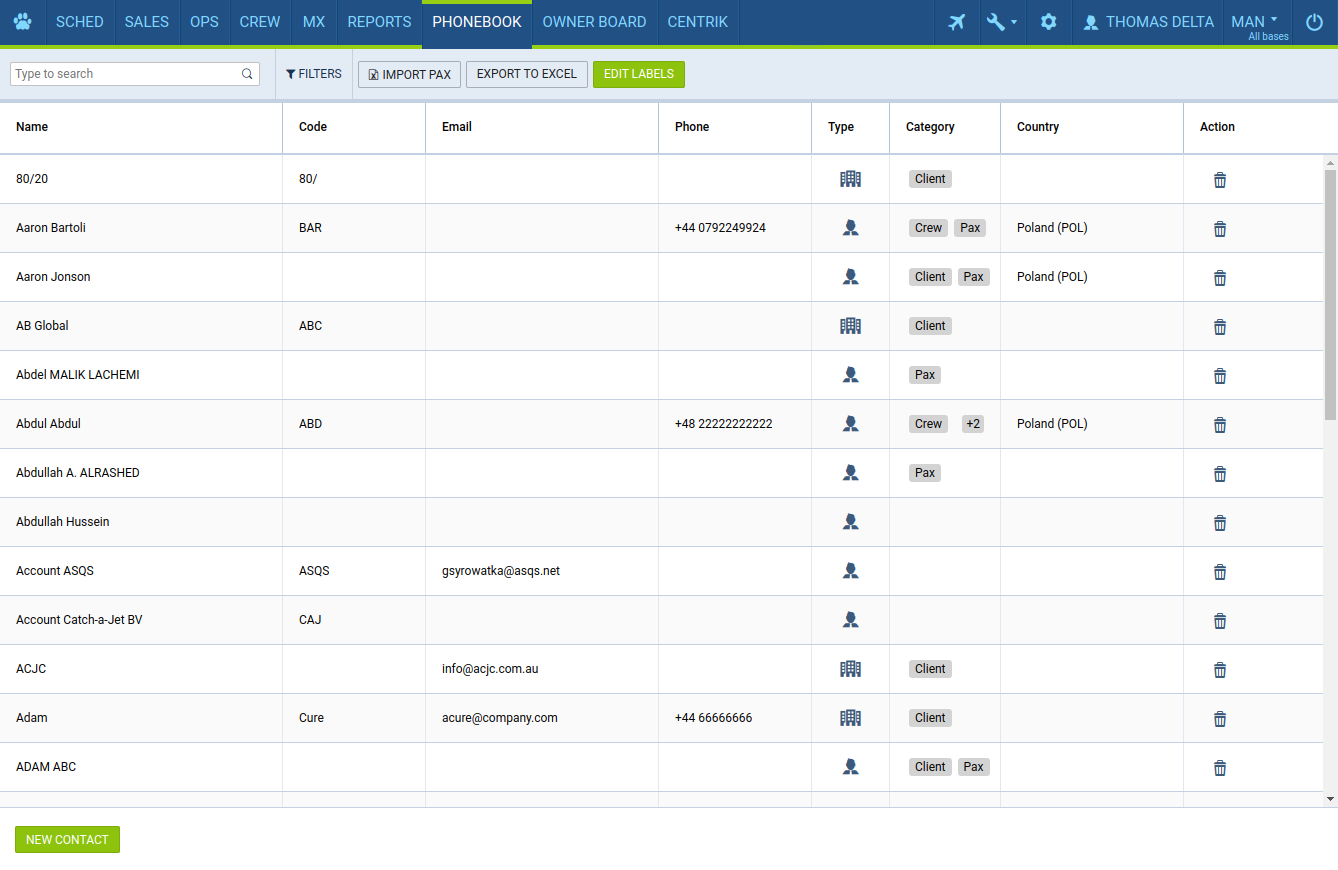 New Phonebook main view
