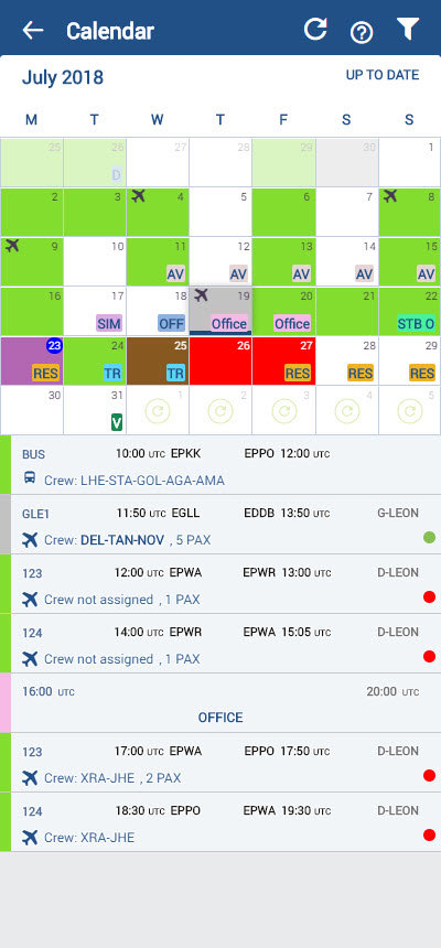 Duty page display