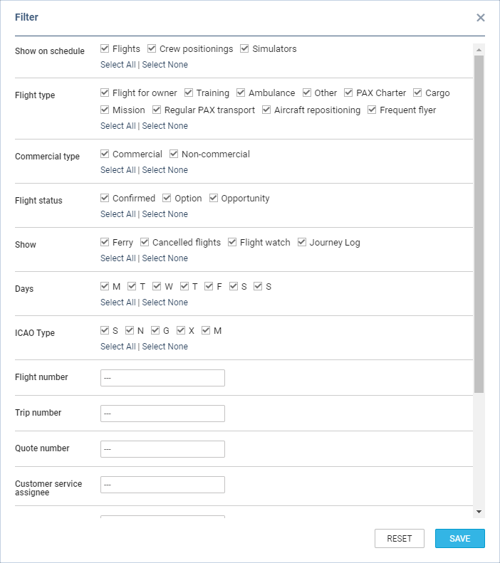 'FILTER' in 'Table' view