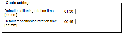'Default rotation times settings