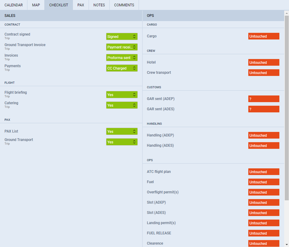 Checklist section