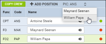 An option to re-assign PIC position on the aircraft