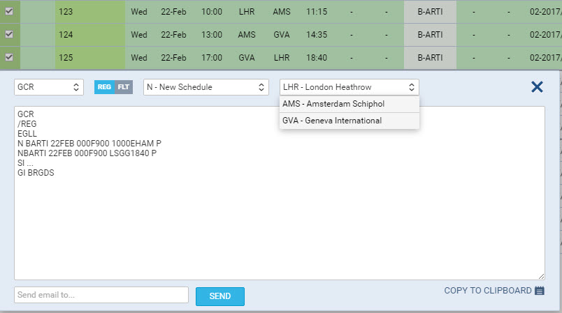GCR message example - flights on the same day