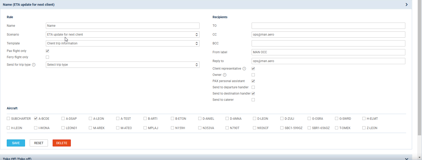 Defining a rule in MVT Messages panel