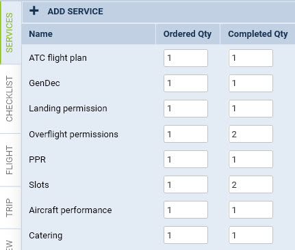 Tab SERVICES - the list of ordered & completed Services