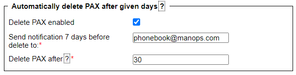 'Automatically delete PAX...' setting