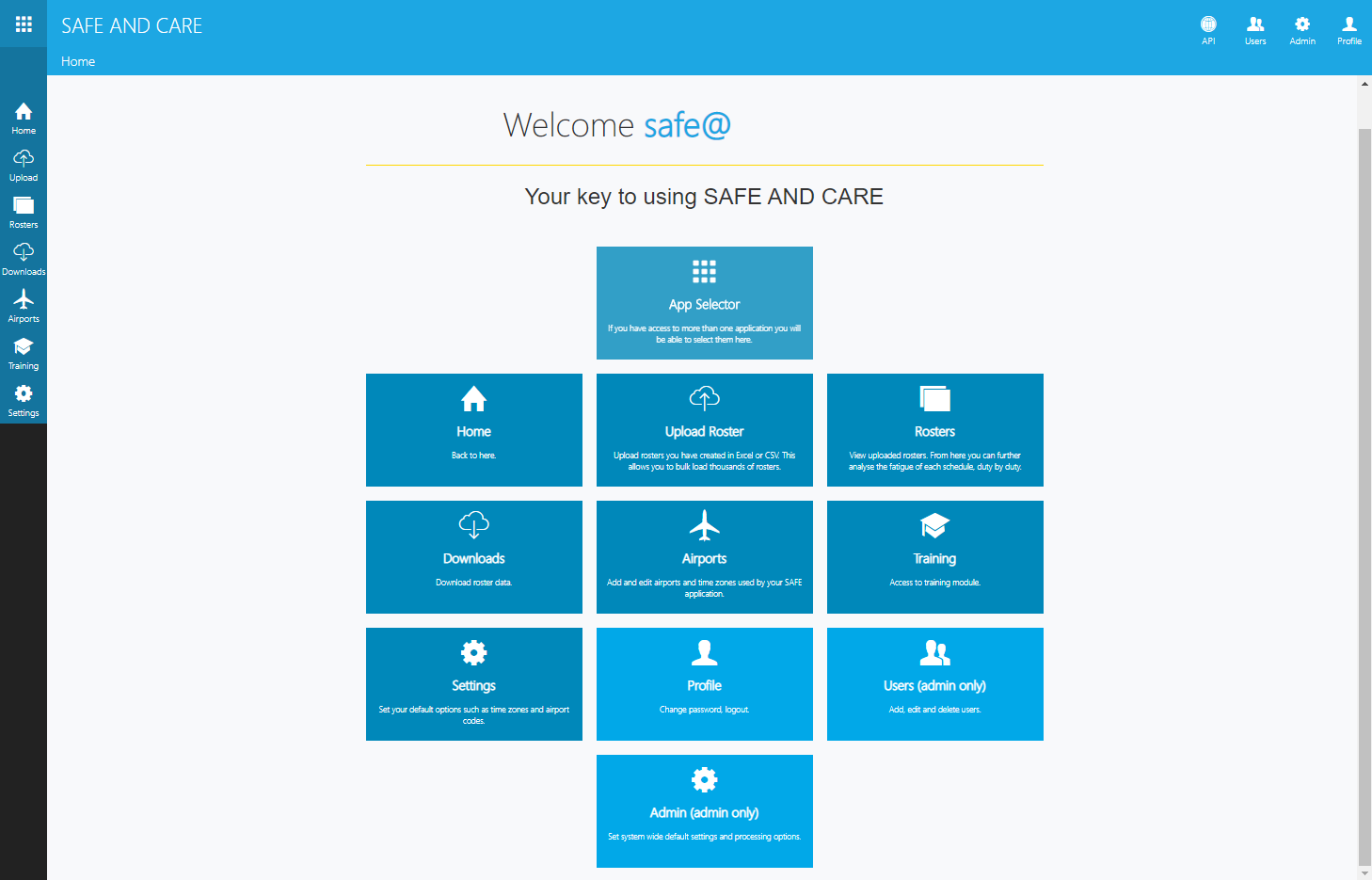 Main User Panel in SAFE