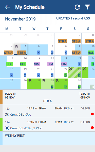'Weekly rest' in My Schedule view