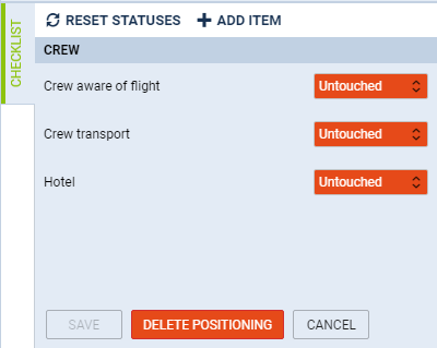 Positioning checklist default items