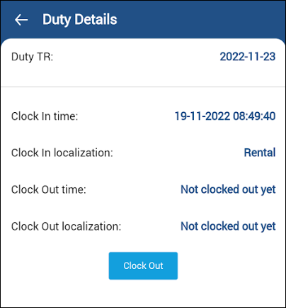Clock in location selected