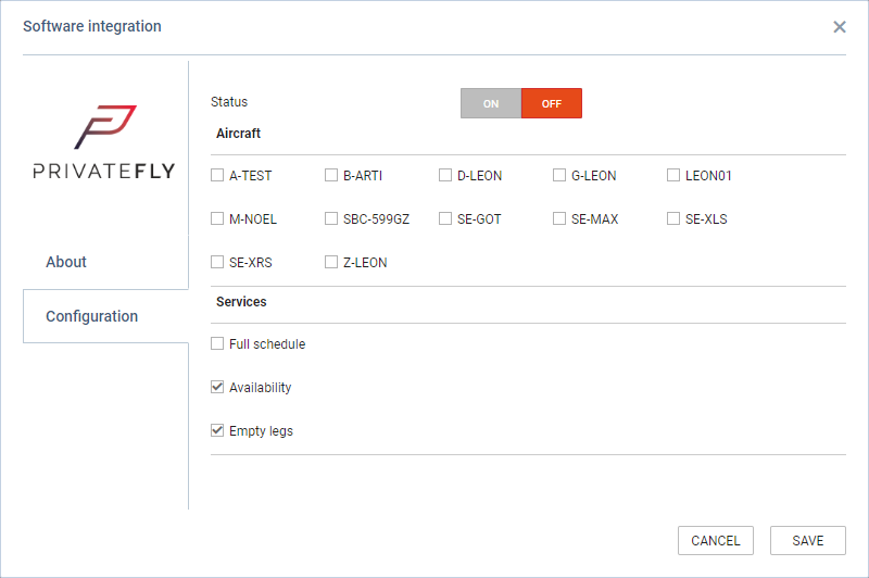 Marketplace integration panel