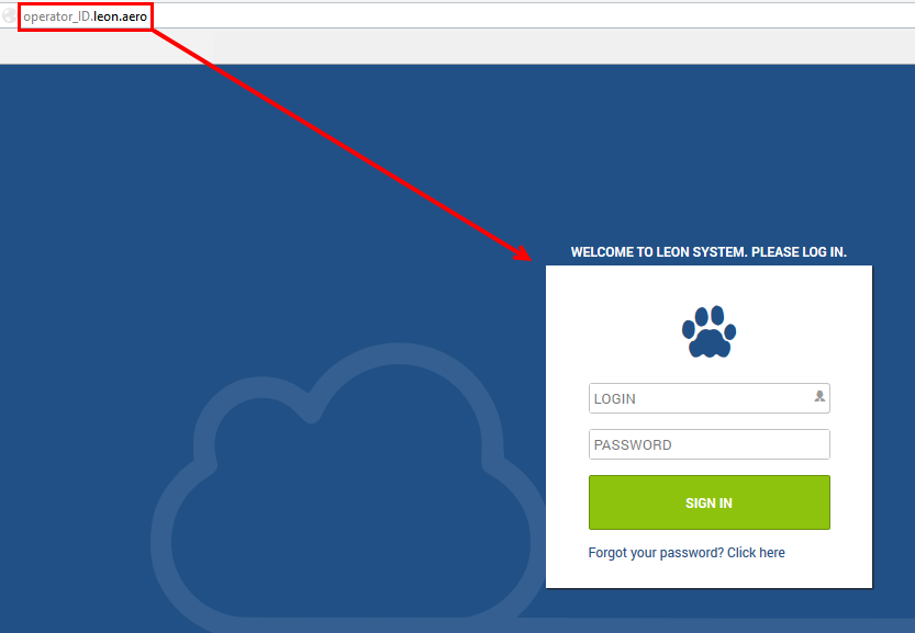Logging in page