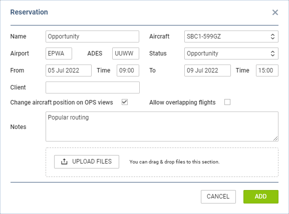 Reservation type 'Opportunity'
