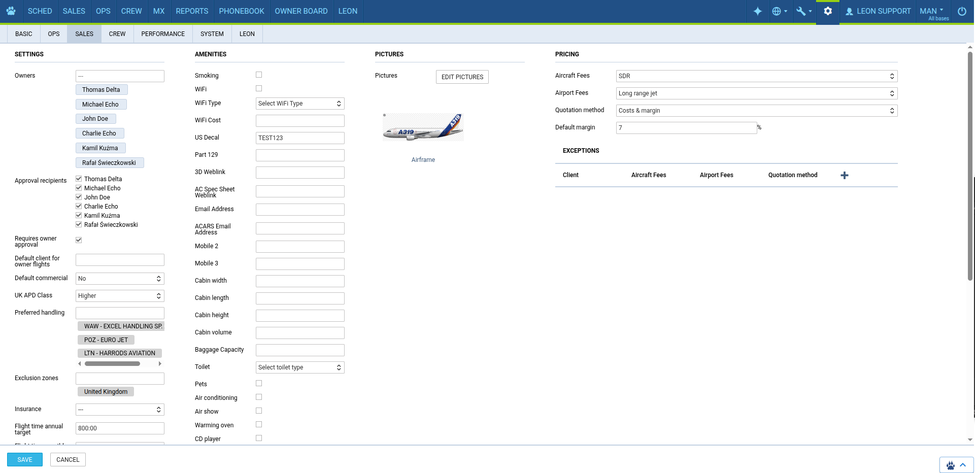 Tab SALES main view