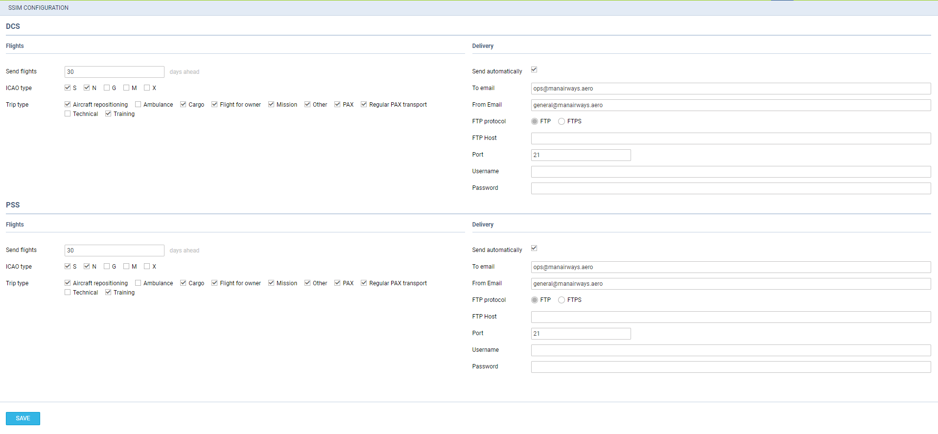 SSIM configuration page