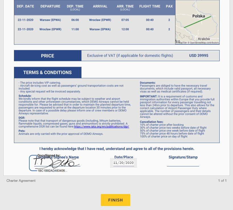 Preview of signed document in DocuSign