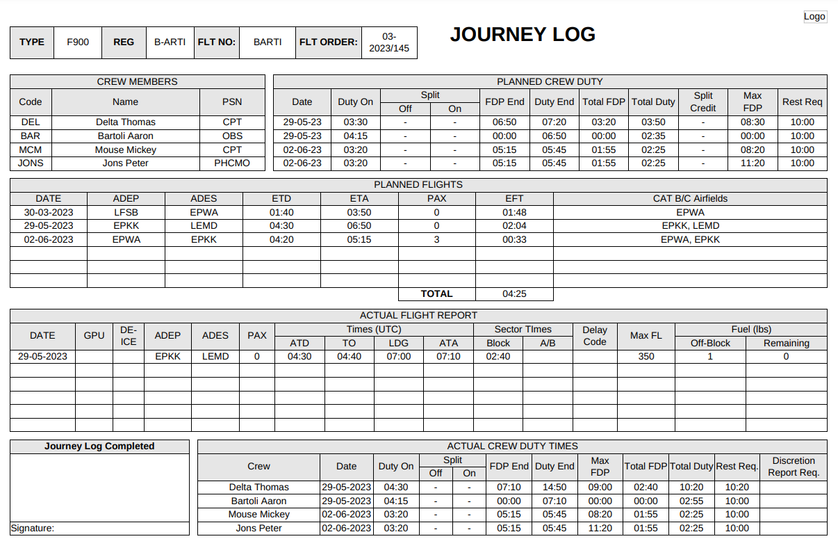 Flight Order - Template 3