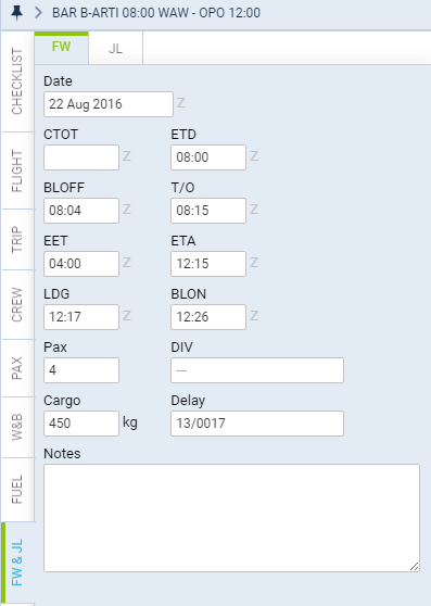 Flight Watch data entrance
