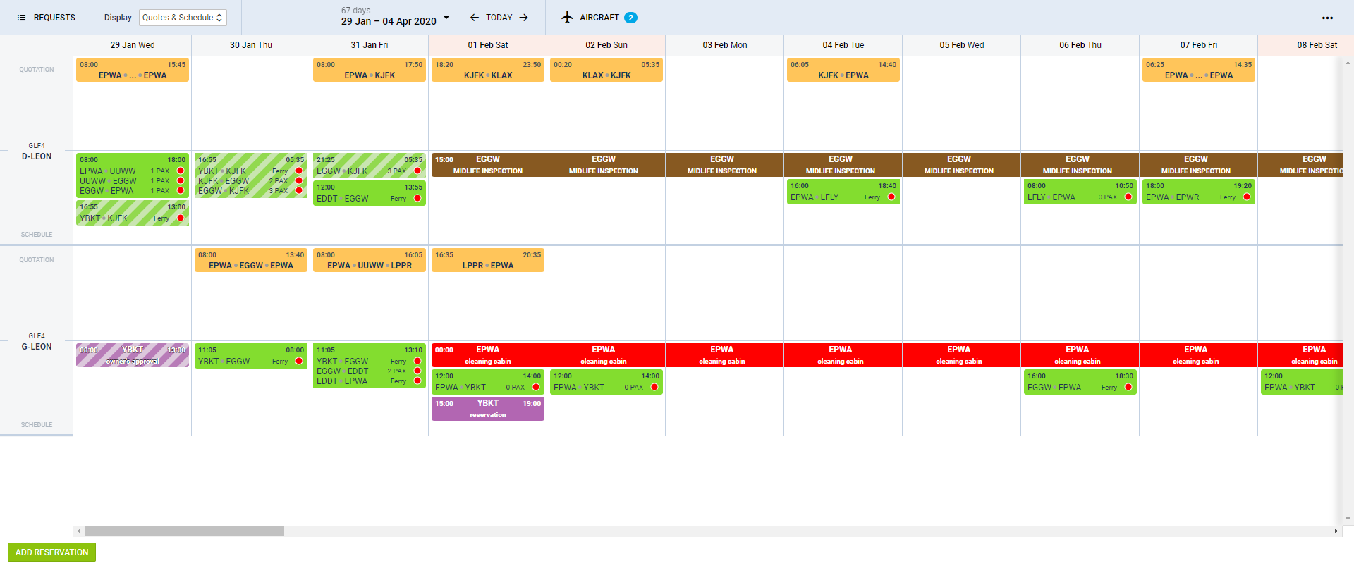Bookings calendar view