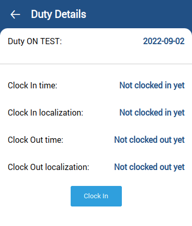Duty details before clocking in