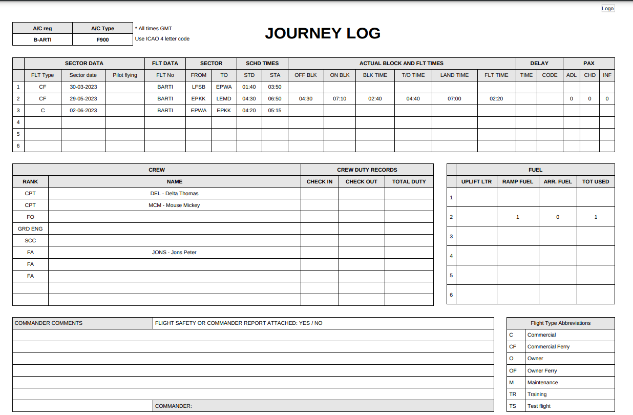 Flight Order - Template 2