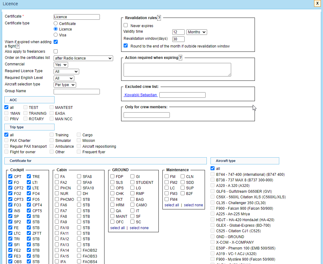 Defining a new certificates
