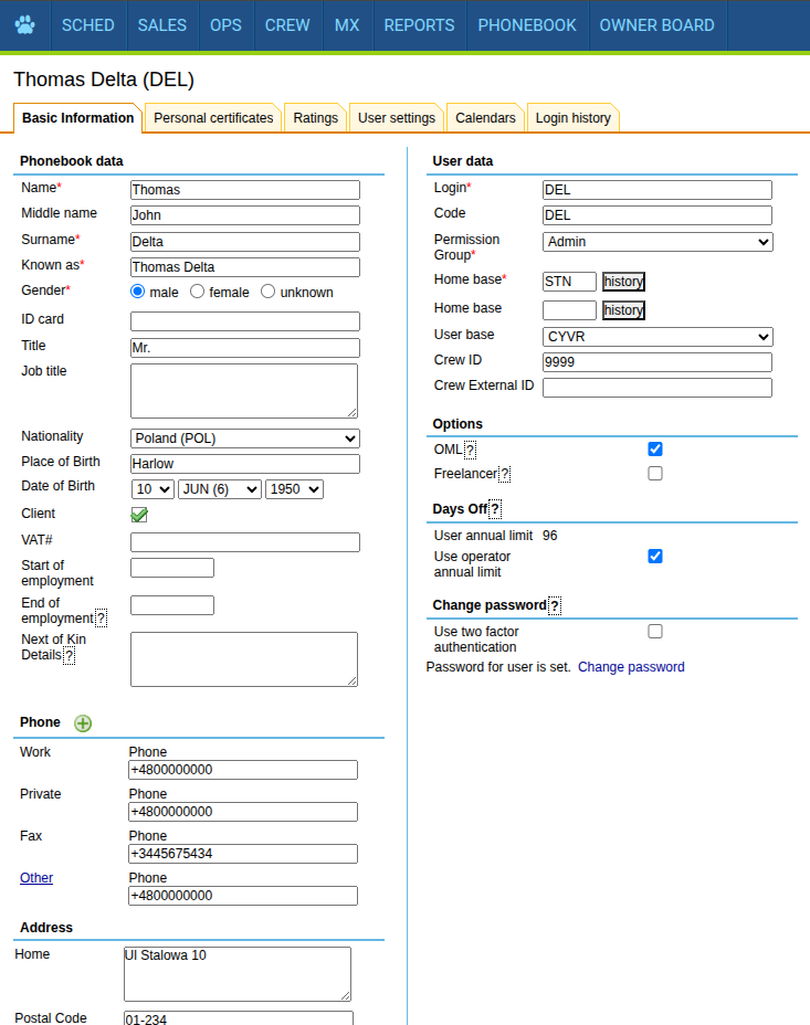 Basic information view