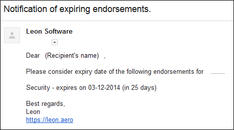 Notification email example