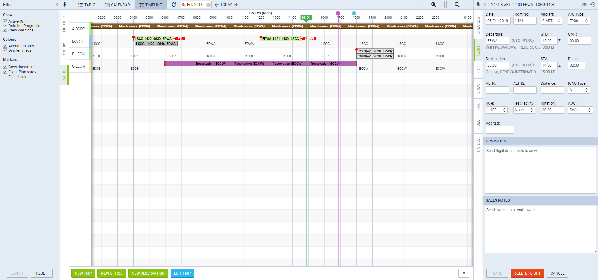 New TIMELINE - a view on flights, maintenance and reservations