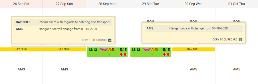 Day notes in Calendar