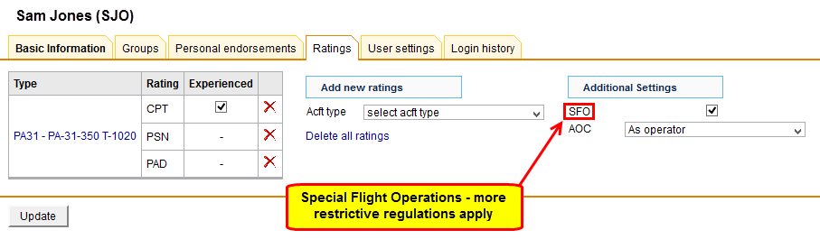 Assigning SFO regulations