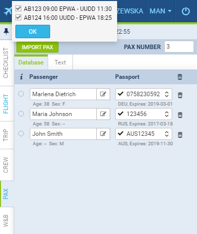 Pax Import functionality
