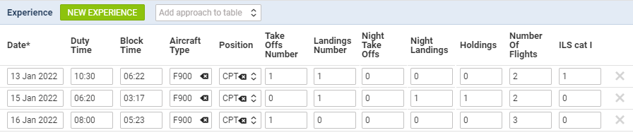 'EXPERIENCE' tab