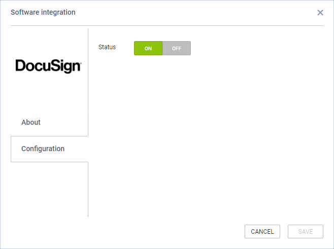 DocuSign integration panel