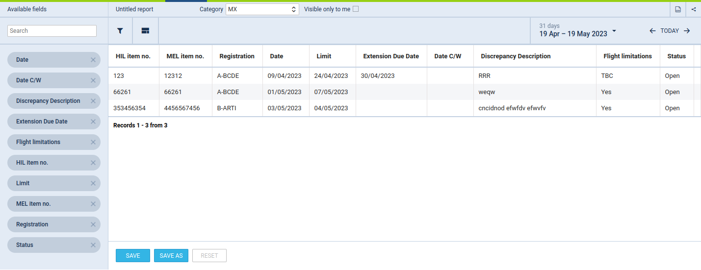 Example of HIL report